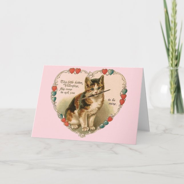 Vintage Kitten Valentine's Day Greeting Card (Front)