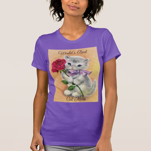 Vintage Kitten With Rose T-Shirt (Front)