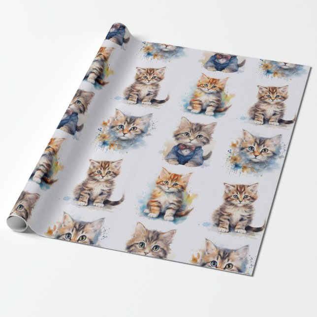 Vintage Kitten wrapping paper. Paper (Unrolled)