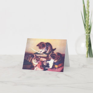 Vintage Kitten Writer Cat Author Note Card