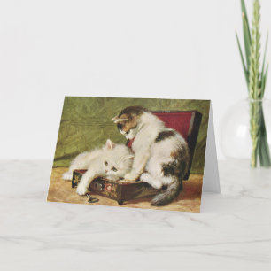Vintage Kittens Art, Your Text Thank You Card