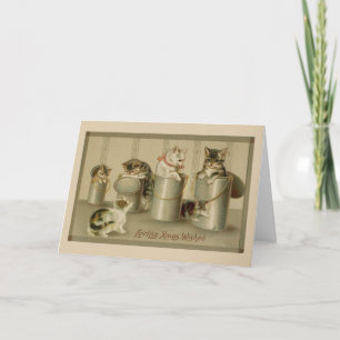 Vintage Kittens Christmas Greeting Card