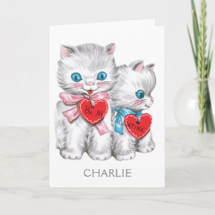 Vintage Kittens custom name & text greeting card