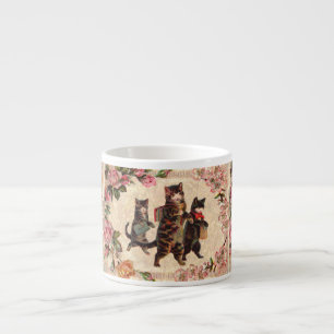 Vintage Kittens Going to School Print: Victorian Espresso Cup