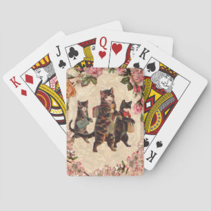 Vintage Kittens Going to School Print: Victorian Playing Cards