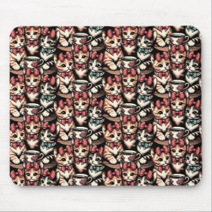 Vintage Kittens Tea Party Mouse Mat