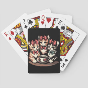 Vintage Kittens Tea Party Playing Cards