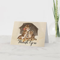 Vintage Kittens Under Umbrella Antique Cat art