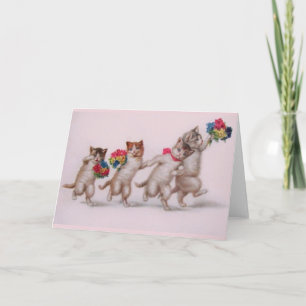 Vintage Kittens With Bouquets Mother's Day Card