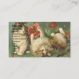 Vintage Kitties and Poppies Business Card