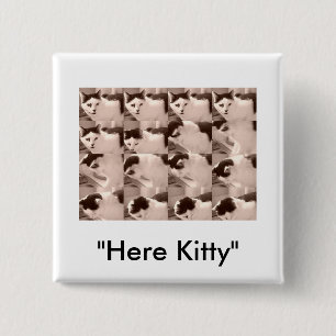 Vintage Kitty Cat/Black & White Photo 15 Cm Square Badge