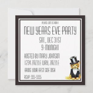 Vintage Kitty cat in a Top Hat Invitation