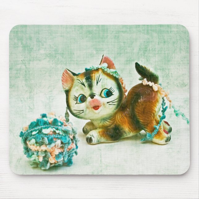 Vintage Kitty Cat Mouse Mat (Front)