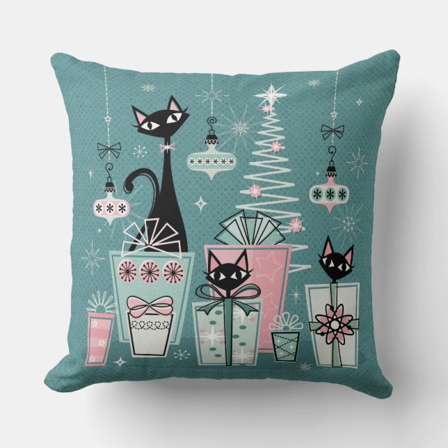 Vintage Kitty Christmas II ©studioxtine Cushion (Front)