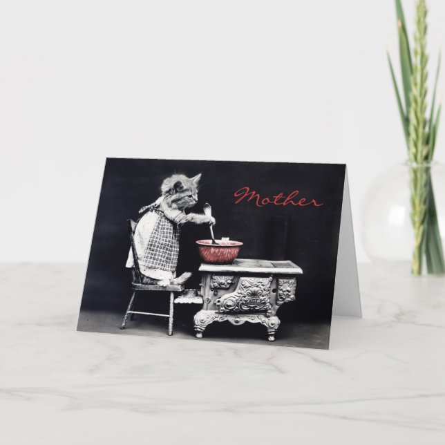 Vintage Kitty Cooking Mother's Day Card (Front)