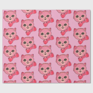 Vintage Kitty Pink Wrapping Paper