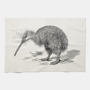Vintage Kiwi Bird Antique Birds Template Tea Towel