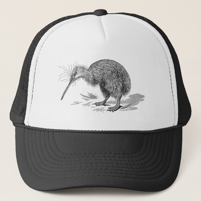 Vintage Kiwi Bird Antique Birds Template Trucker Hat (Front)