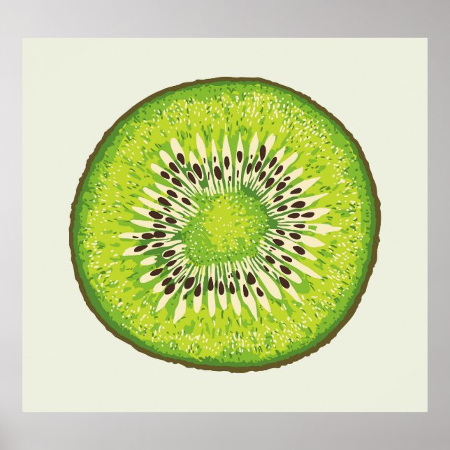 Vintage kiwi slice pattern. poster (Front)