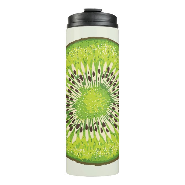 Vintage kiwi slice pattern. thermal tumbler (Front)