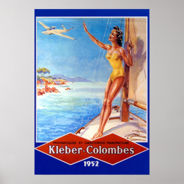 Vintage Kleber-Colombes Aeroplane Tires Advertisem Poster (Front)