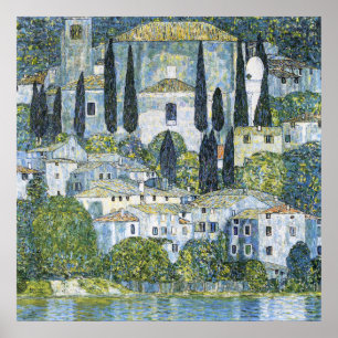 Vintage Klimt Church in Cassone Landscape Art Poster