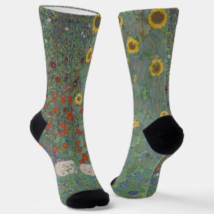 Vintage Klimt Farm Garden Sunflowers Floral Art Socks