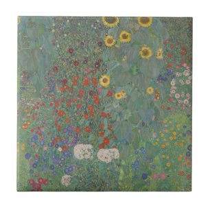 Vintage Klimt Farm Garden Sunflowers Floral Art Tile