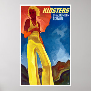 Vintage Klosters Switzerland Travel Poster