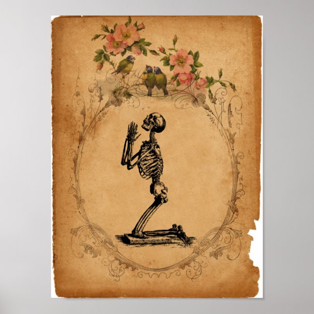 Vintage Kneeling Skeleton Poster (Front)