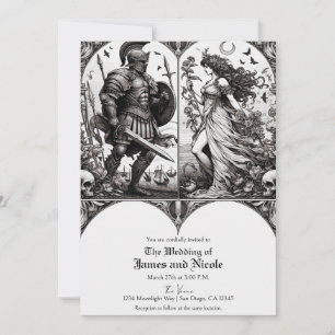 Vintage Knight & Beautiful Maiden Wedding Invitation