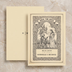 Vintage Knight Mediaeval Sketch Save The Date Card