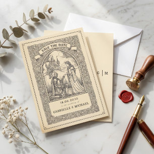 Vintage Knight Mediaeval Sketch Save The Date Card