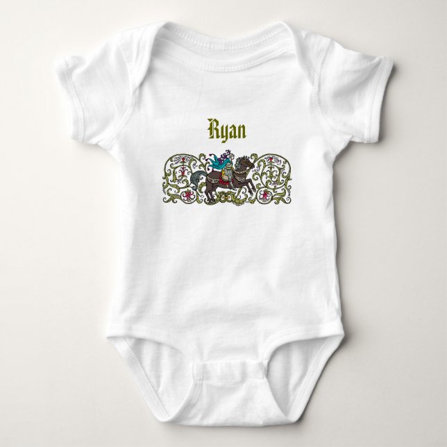Vintage Knight Personalised Baby Bodysuit (Front)