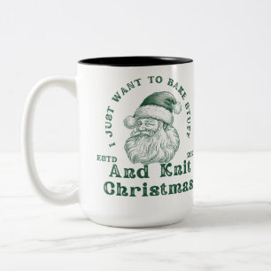 "Vintage Knit & Bake Christmas Santa Two-Tone Coffee Mug