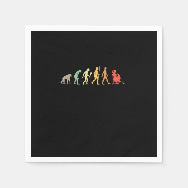 Vintage Knitting Evolution Knitter Gift Idea Napkin (Front)