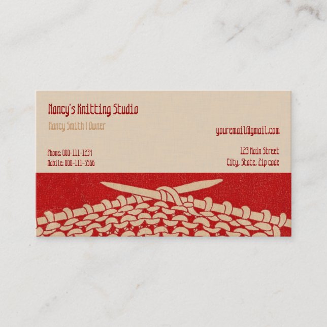 Vintage Knitting | Knitters Business Card Template (Front)