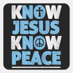 Vintage Know Jesus Know Peace Christian Faith Gift Square Sticker