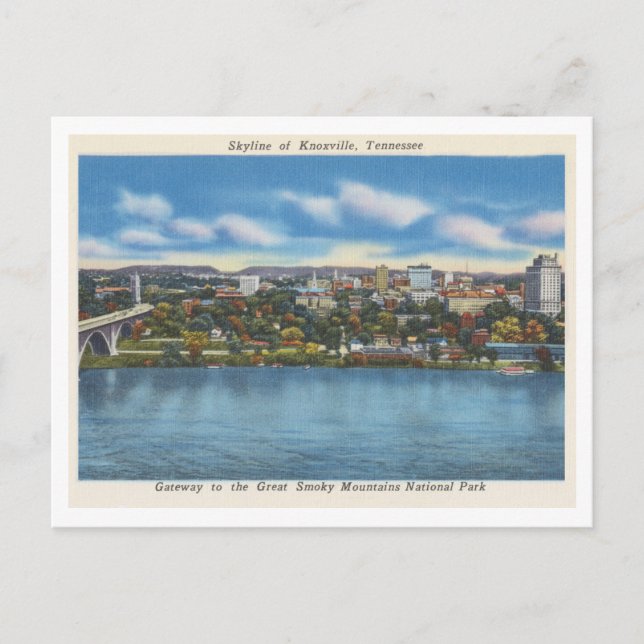 Vintage Knoxville Tennessee City Skyline 1940s Postcard (Front)