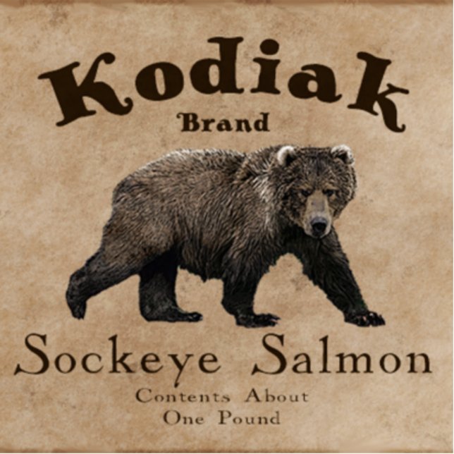 Vintage Kodiak Salmon Label (Bear) Photo Sculpture Magnet (Front)
