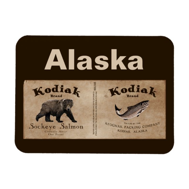 Vintage Kodiak Salmon Label Magnet (Horizontal)