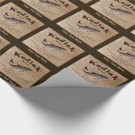 Vintage Kodiak Salmon Label Wrapping Paper