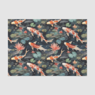Vintage Koi Fish Floral Pond Decoupage Tissue Paper
