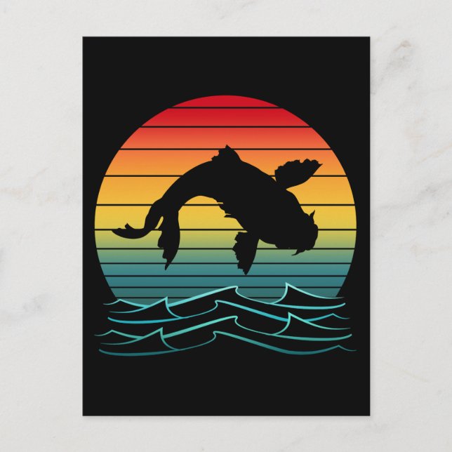 Vintage Koi Fish Sunset Scenery Postcard (Front)