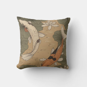 Vintage Koi Pond Pillow