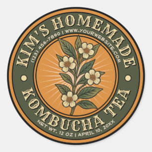 Vintage kombucha Tea Label Template