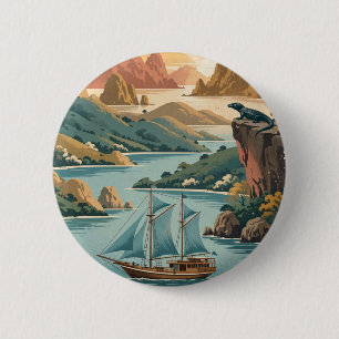 Vintage Komodo Island National Park Travel 6 Cm Round Badge