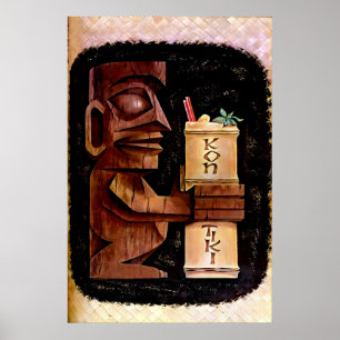Vintage Kon Tiki menu cover Poster Print 1
