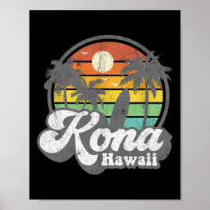 Vintage Kona Beach Hawaii Surf Hawaiian Surfing 70 Poster