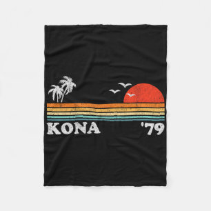 Vintage Kona Hawaii Beach Retro Hawaiian Surfing 7 Fleece Blanket